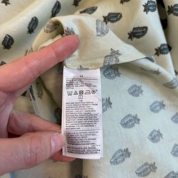 Banana Republic Viscose-Linen Ruched Midi Dress, Green Botanical Print 14 NWT - Picture 7 of 16